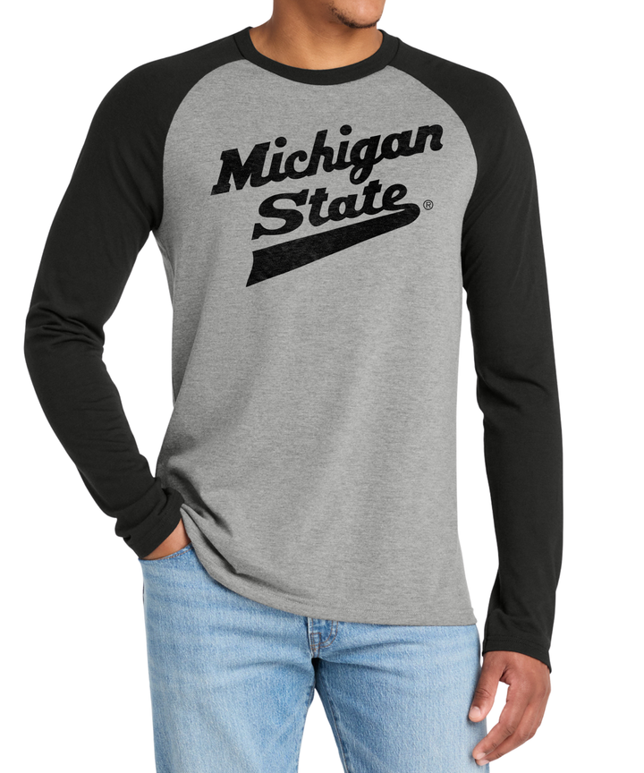 MSU Hockey Script Tri-blend Long Sleeve Shirt