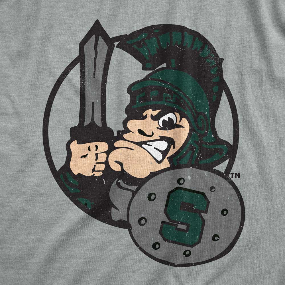 Michigan State University Retro Sword Sparty T-Shirt Close up From Nudge Printing