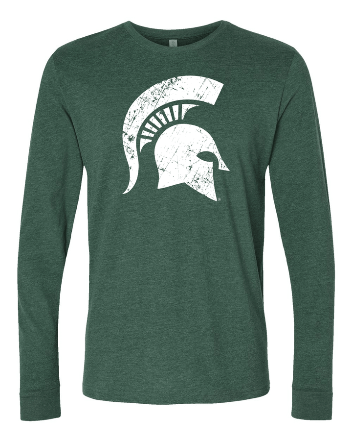 MSU Green Spartan Helmet Long Sleeve Shirt