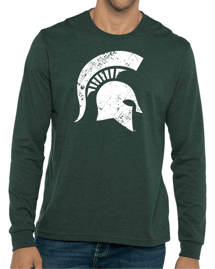 MSU Green Spartan Helmet Long Sleeve Shirt