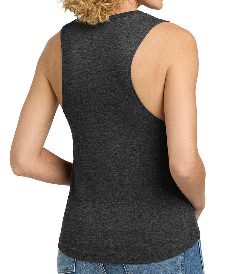 Michigan State Houston Spartans Charcoal color tank top on female model with white background