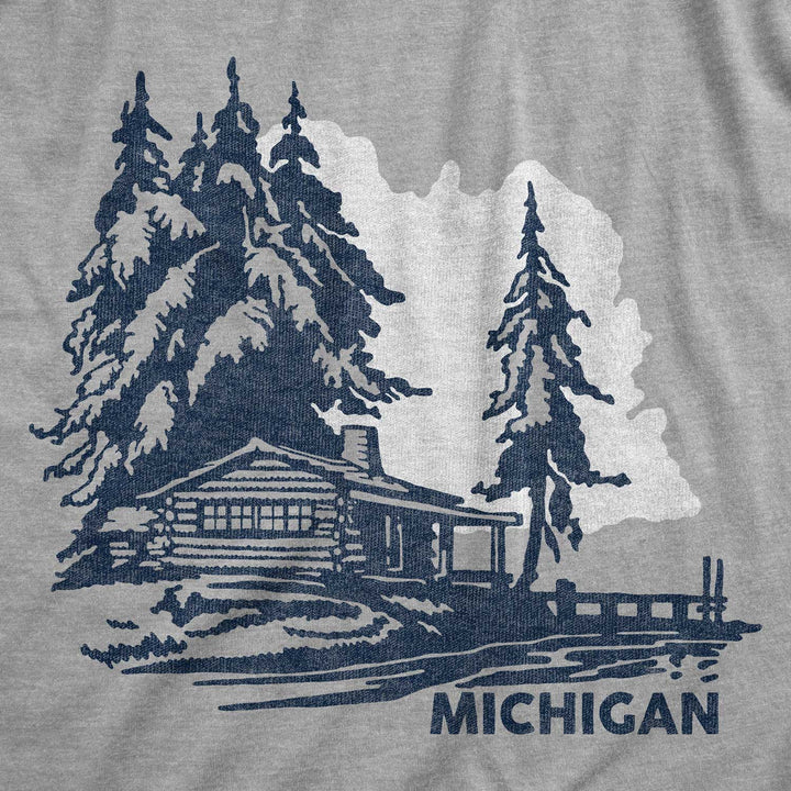 Grey State of Michigan Shirt with Lake House