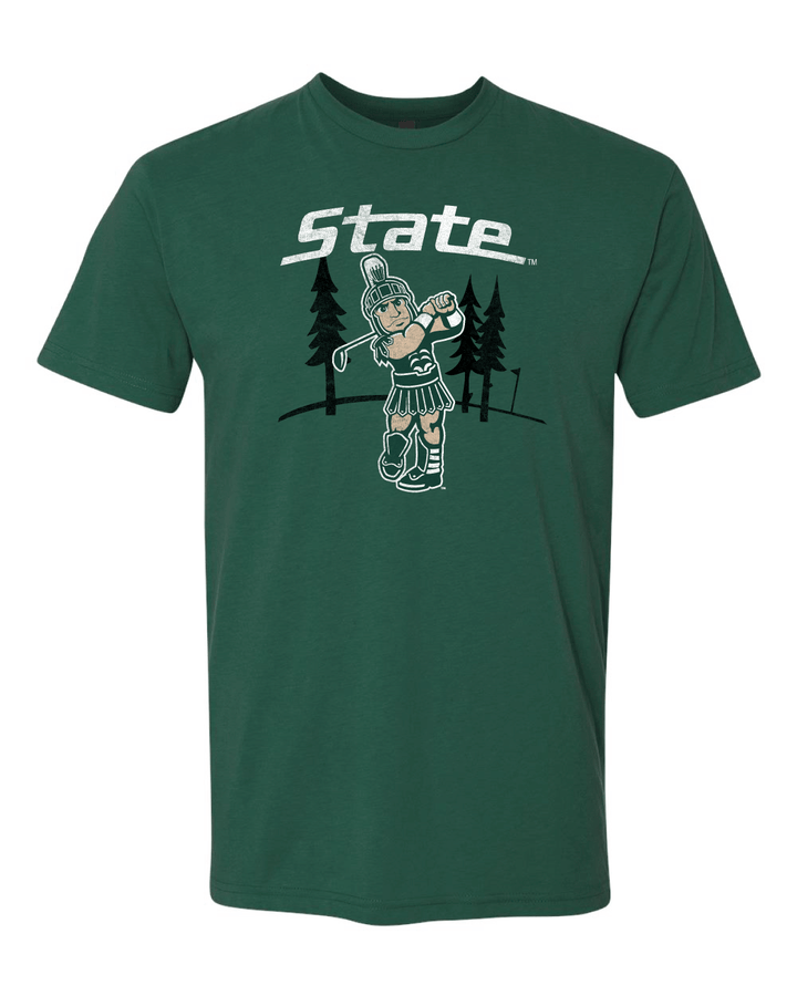 Michigan State T Shirt with Golfing Sparty on the chest 