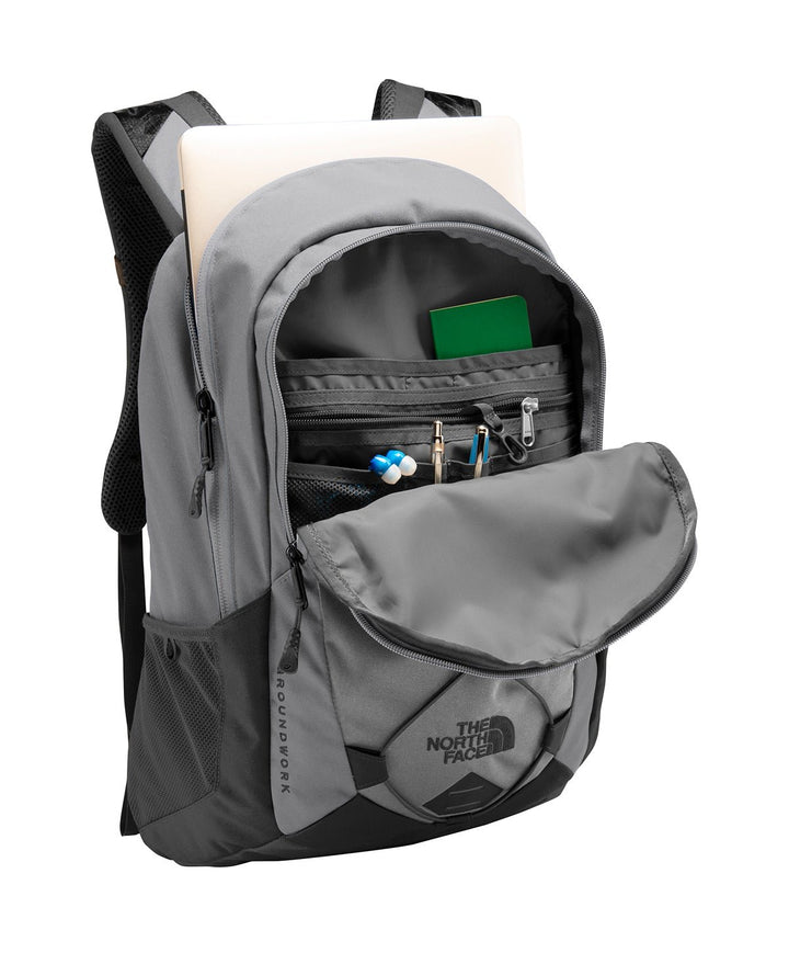 Inside view of a grey North Face groundwork backpack from Nudge Printing