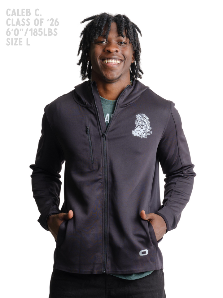 Michigan State Gruff Sparty Black Hooded Jacket on Model