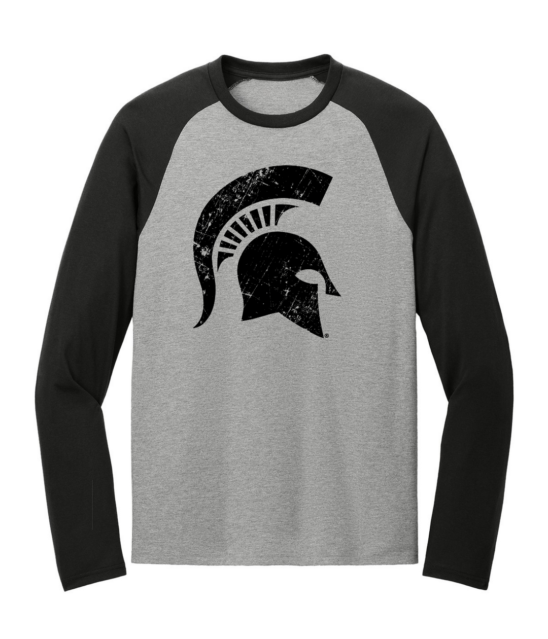 MSU Spartan Helmet Black and Grey Long Sleeve Shirt