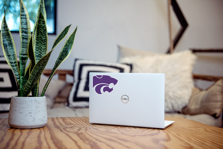 Purple Kansas State Powercat Sticker Decal on Laptop