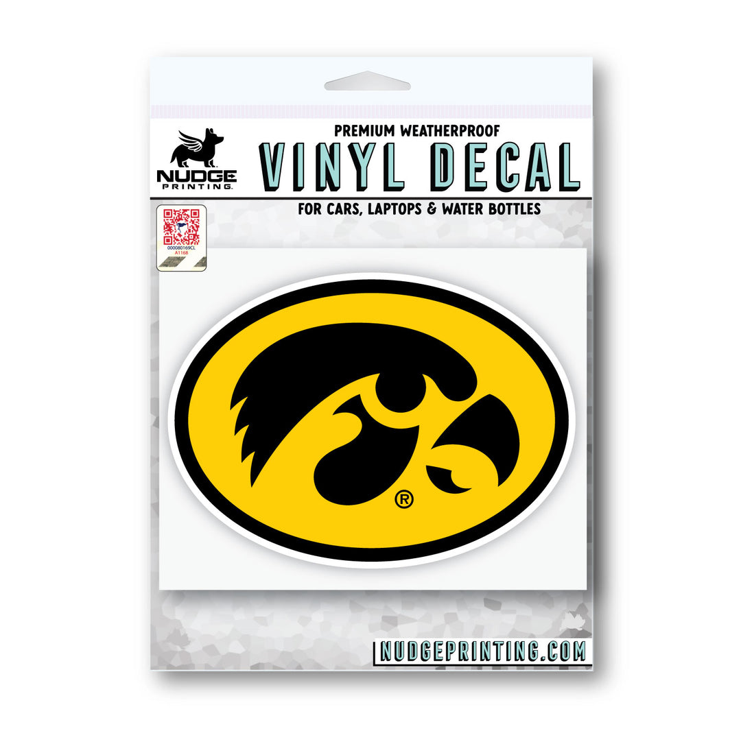 Iowa Oval Hawkeye Decal in Packaging