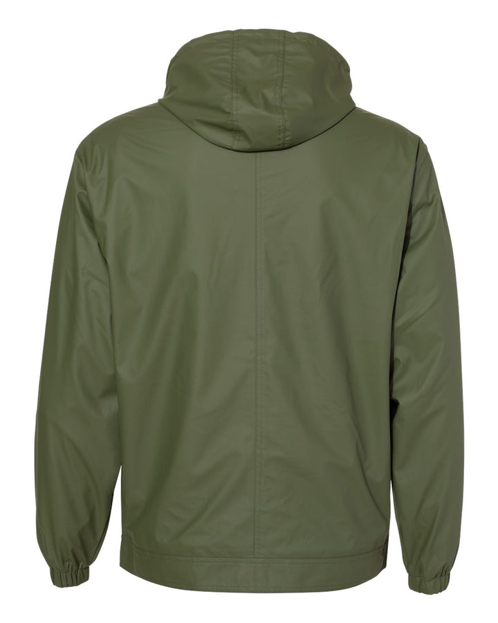 Green hooded jacket on a white background