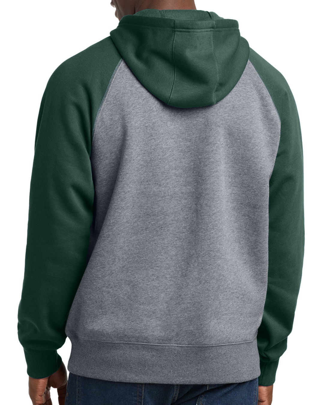 MSU Gruff Sparty Green and Grey Raglan Hoodie