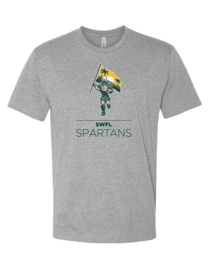 Michigan State SWFL Spartans Sparty with Sunset Flag T-Shirt