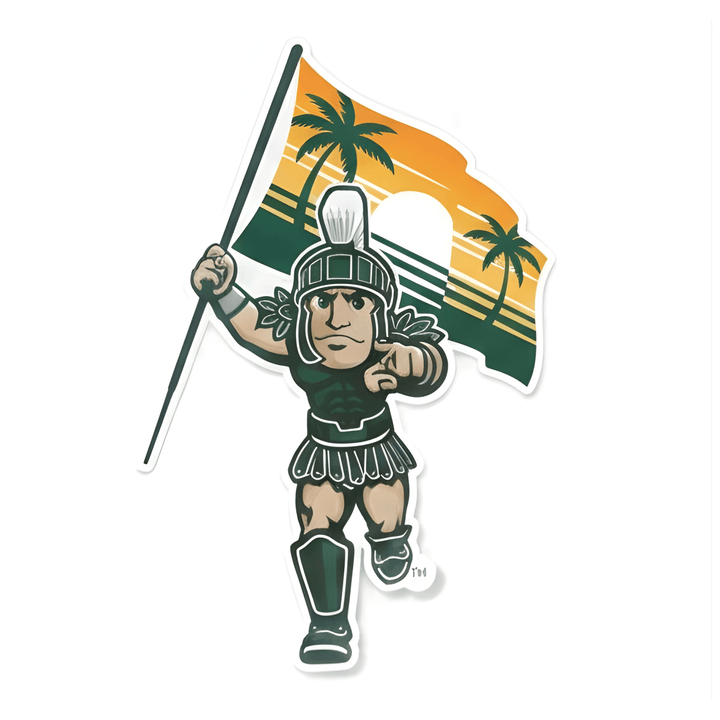 SWFL Spartans Michigan State Sparty with Tropical Flag Car Decal