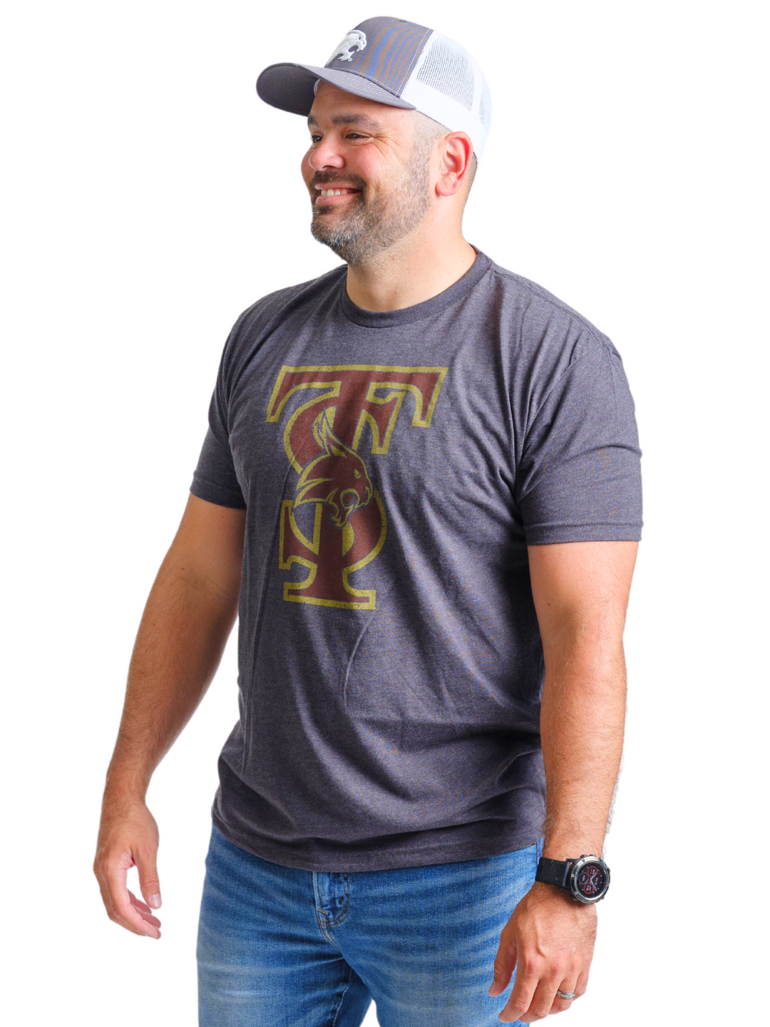 Texas State University Bobcats Interlocking TS Logo Premium T-Shirt - Nudge Printing