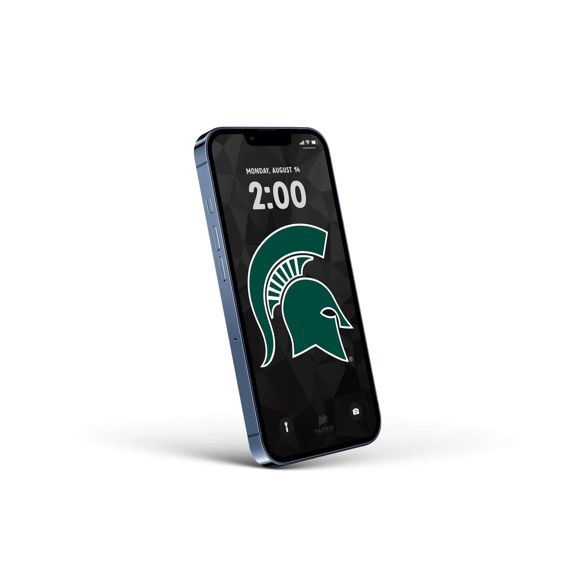 Free Michigan State Spartan Helmet iPhone wallpaper from Nudge Printing