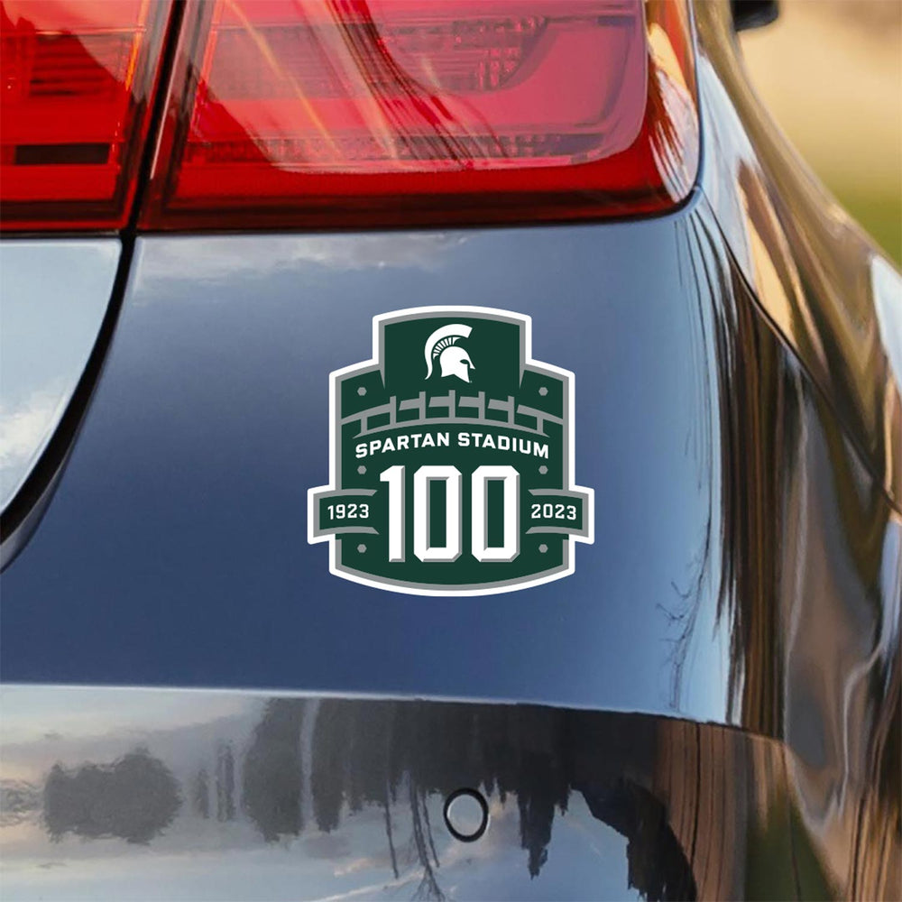 MSU Spartan Stadium Football 100yr Anniversary Car Decal Sticker on Car