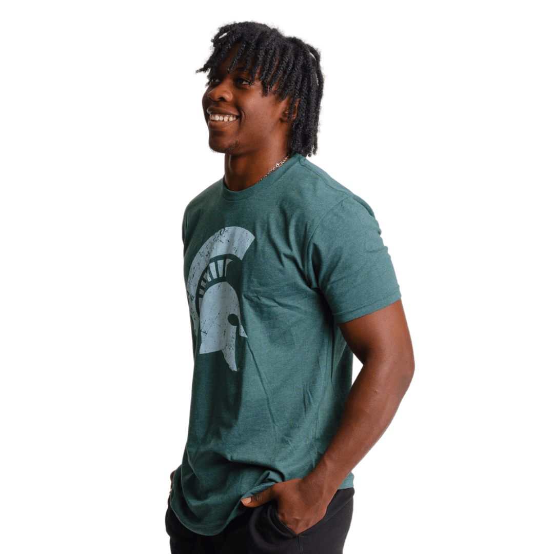 Michigan State University Spartan Helmet Sparty Head T-Shirt on side