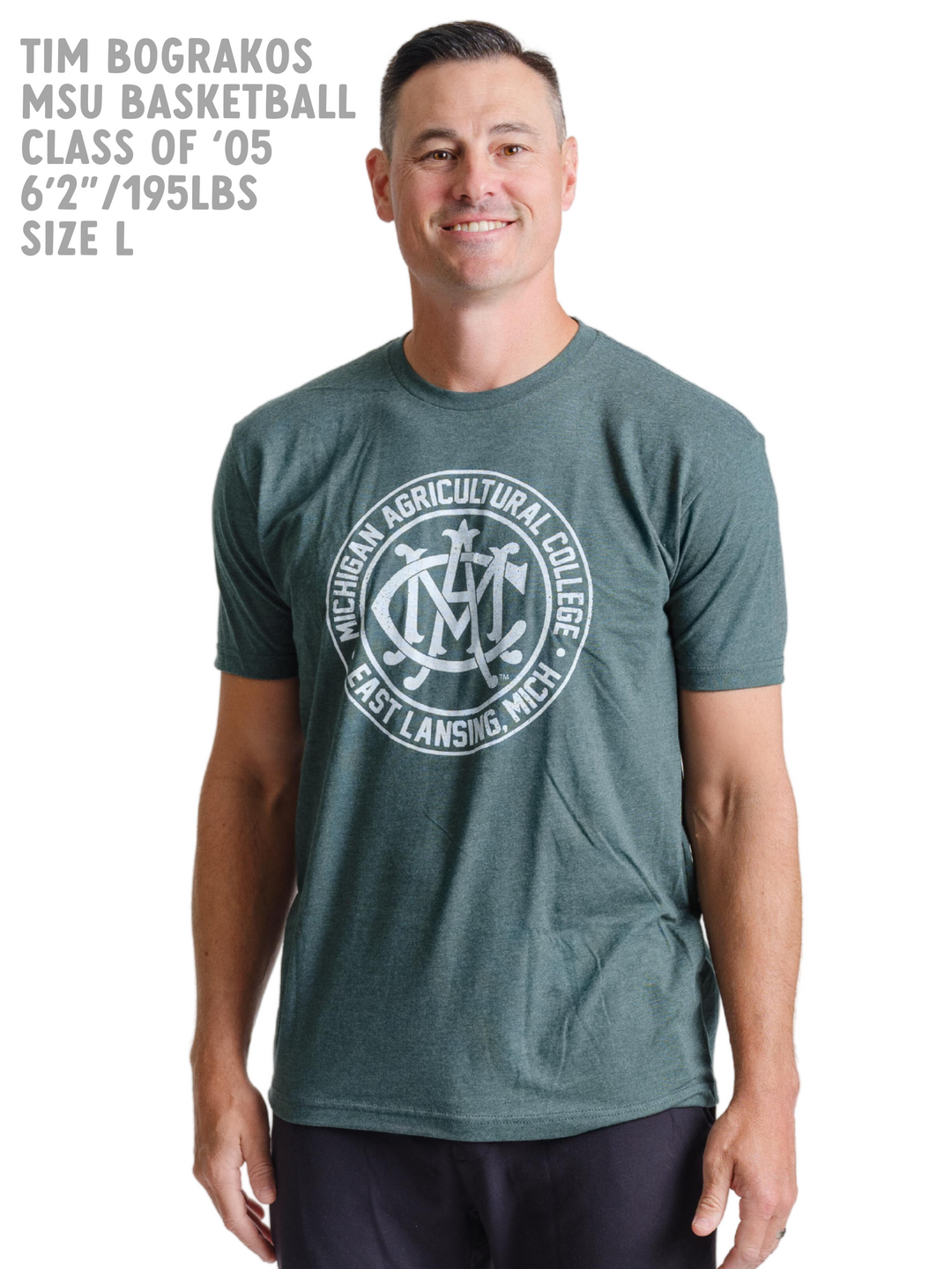 Michigan State MAC Michigan Agricultural Collage MSU Spartans Green Short Sleeve Shirt
