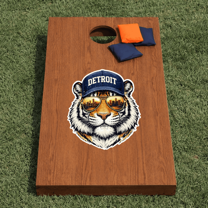 Tiger Wearing Aviator Sunglasses Corn Hole Decal