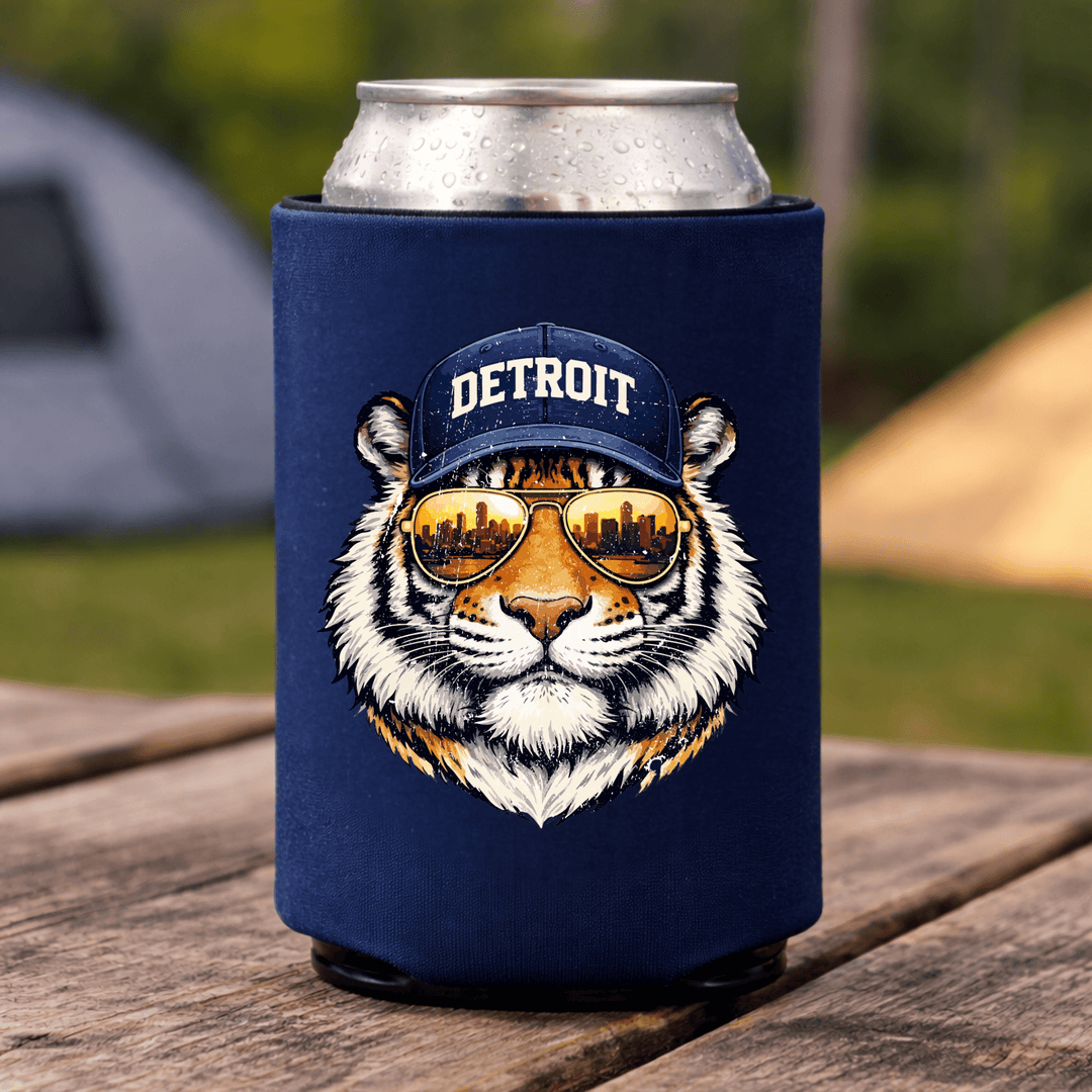 Tiger Wearing Aviator Sunglasses Can Cooler