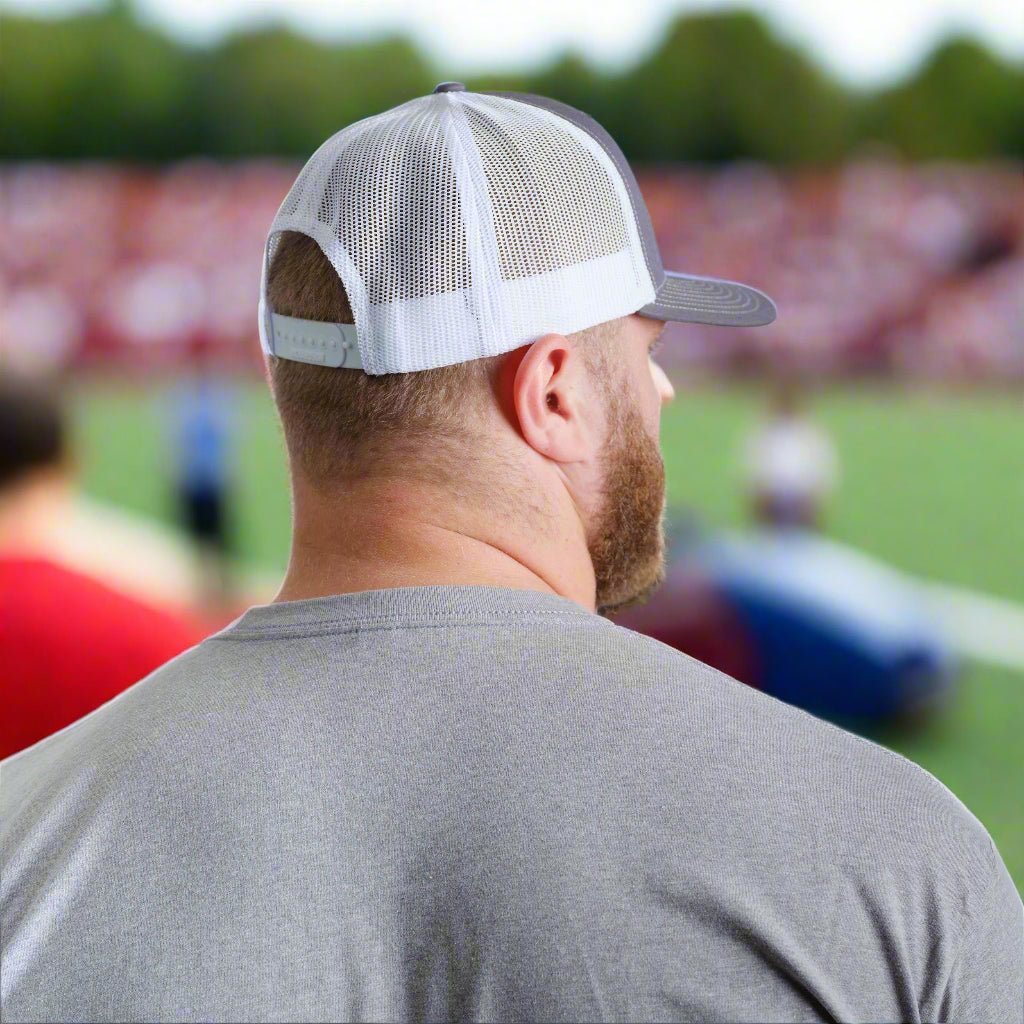 Liberty University Trucker Hat White Mesh Back on Model