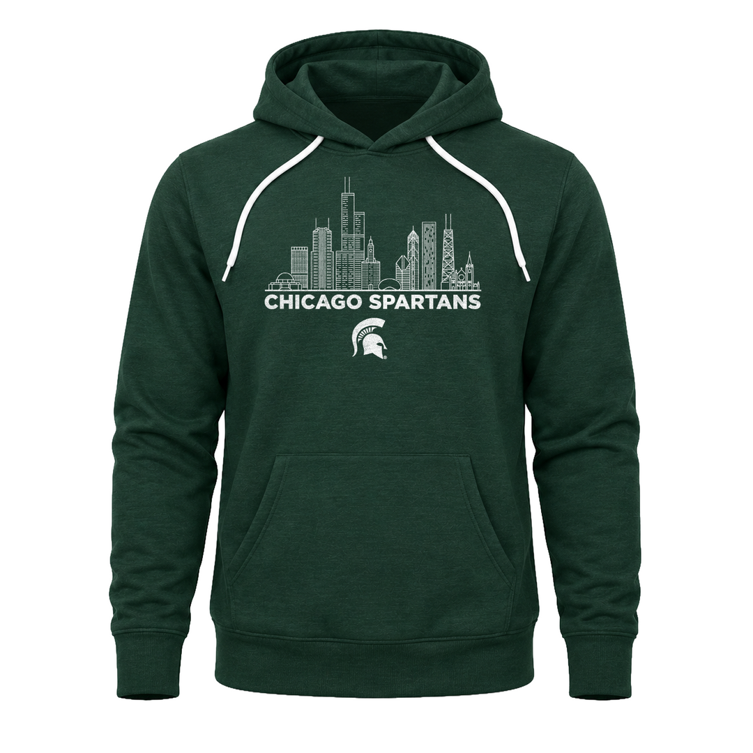 MSU Chicago Spartans Skyline Green Hoodie