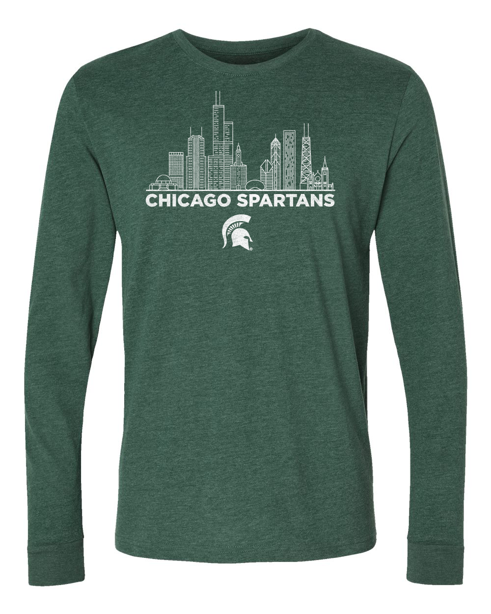 MSU Chicago Spartans Skyline Green Long Sleeve T-shirt