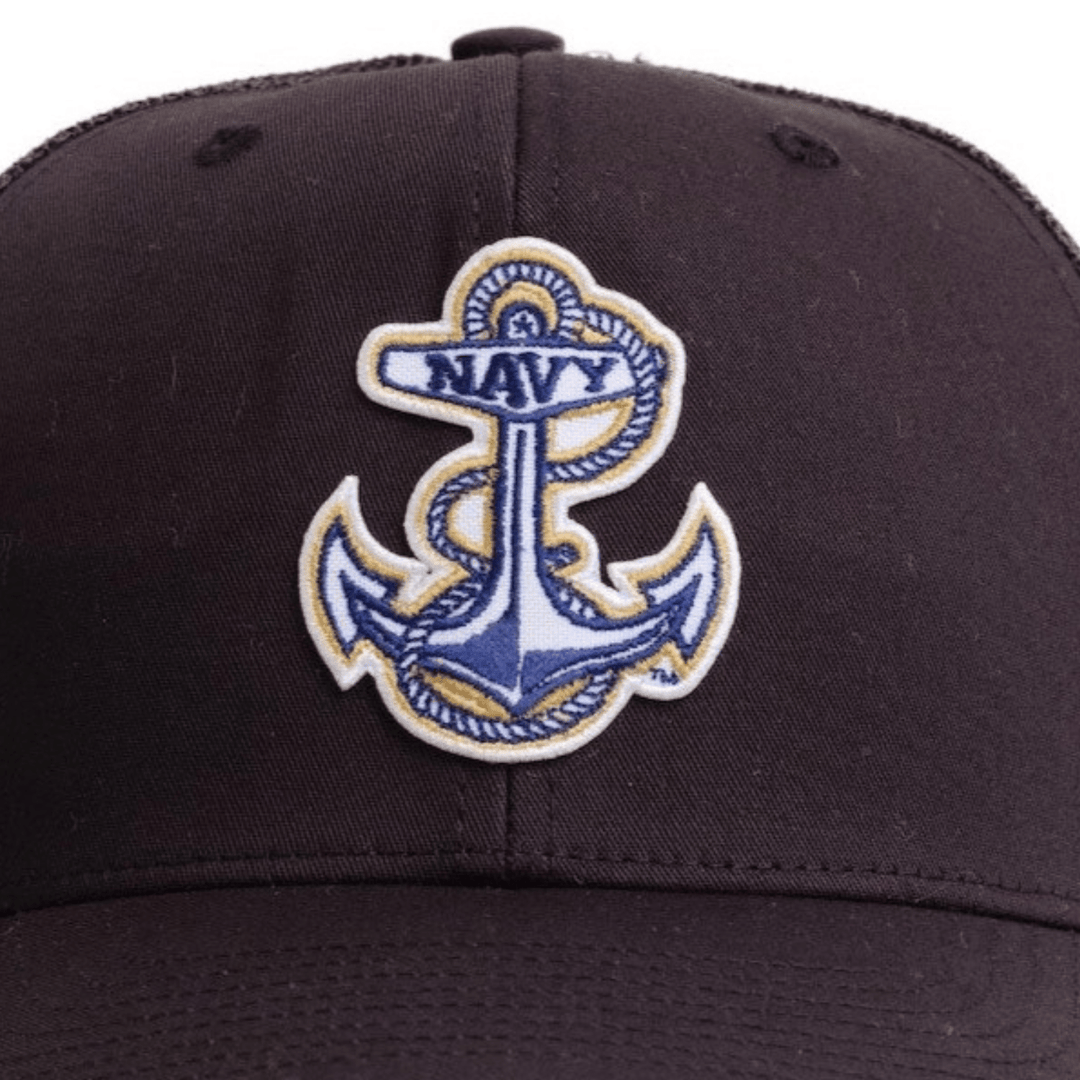 US Navy Hat Black Trucker with Anchor Nudge Printing