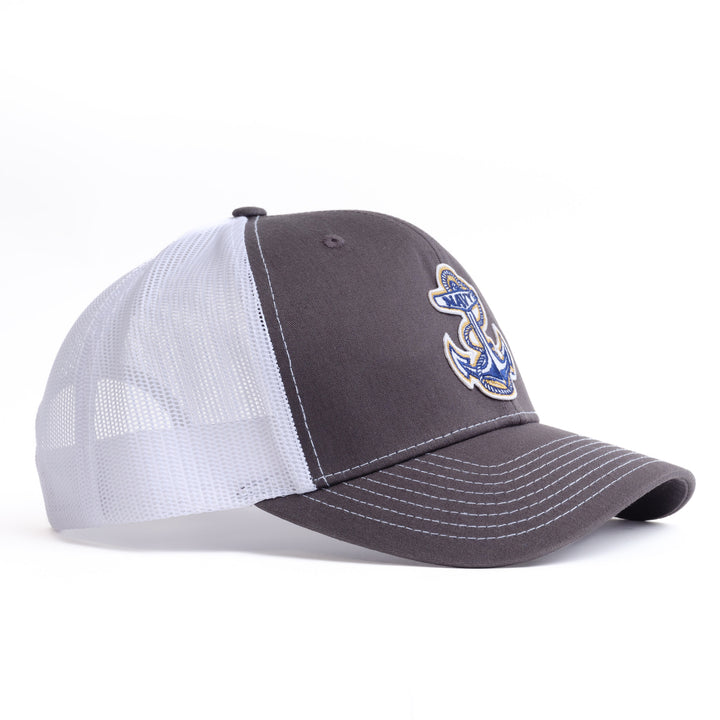 US Navy Anchor Hat - Charcoal and White Trucker