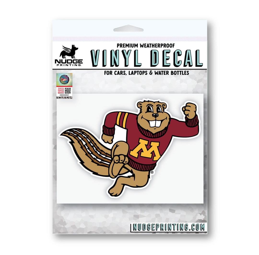 University of Minnesota Gopher Mascot Decal Packaged from Nudge Printing