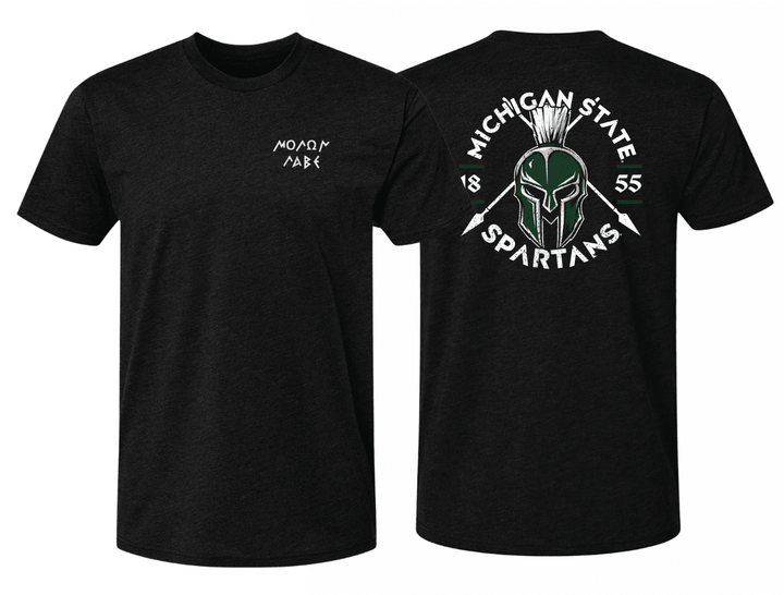 MSU Molon Labe Ancient Spartan Helmet Black T-shirt