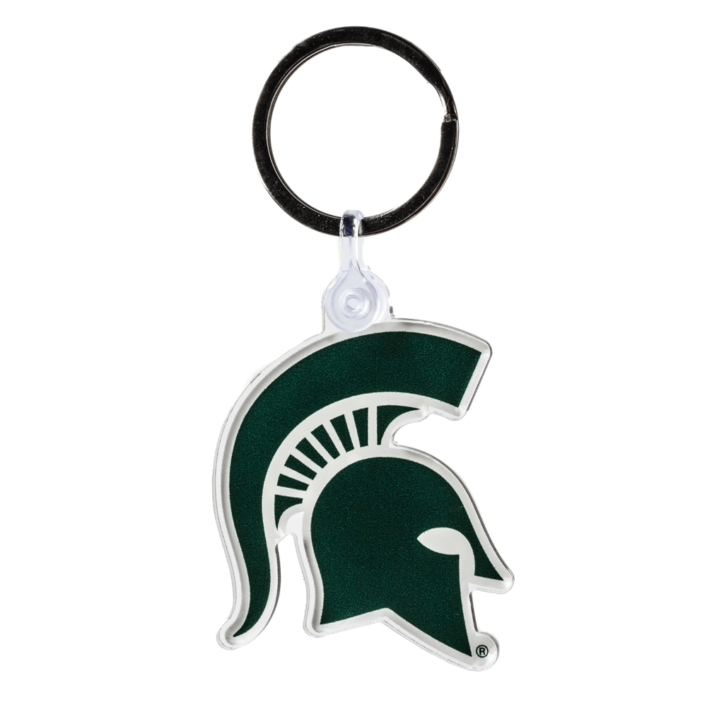 Michigan State Spartan Helmet Keychain Front View