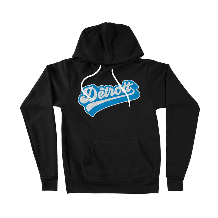 Retro Detroit Cursive Logo - Black Hoodie Sweatshirt