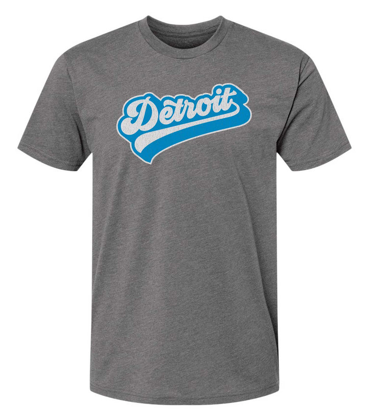 Retro Detroit Cursive Font - Grey T Shirt