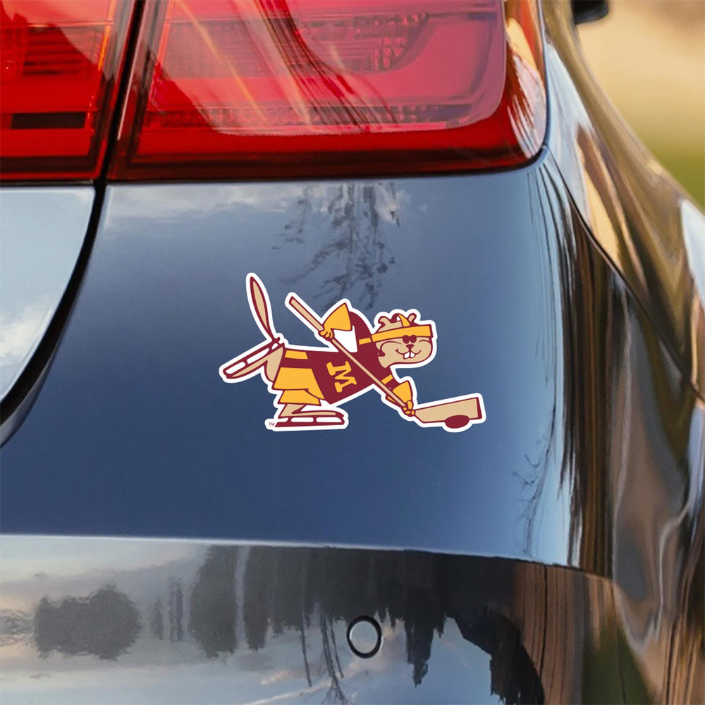 University of Minnesota Vintage Gopher Hockey Sticker on Car