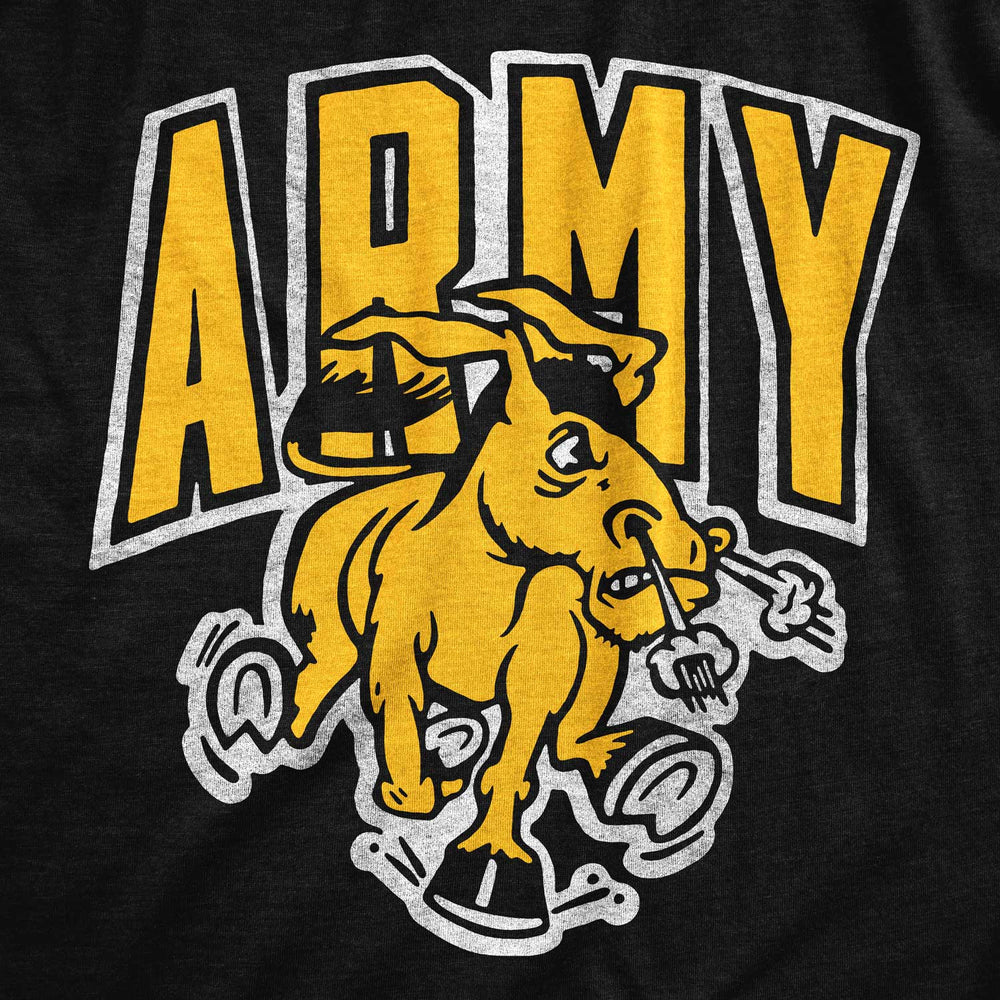 Army West Point Academy Black Knights Charging Mule Logo Black T-shirt