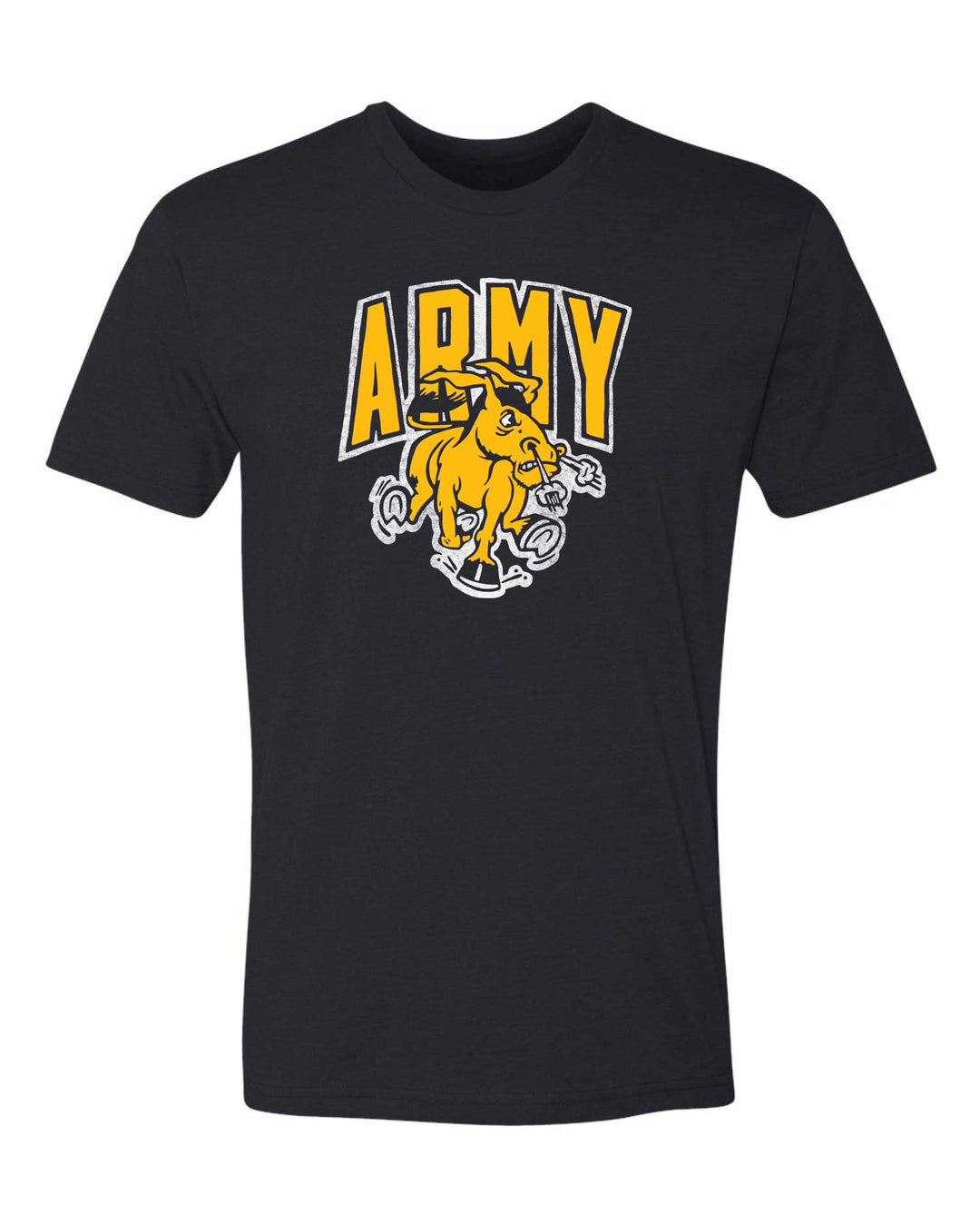 Army West Point Academy Black Knights Charging Mule Logo Black T-shirt