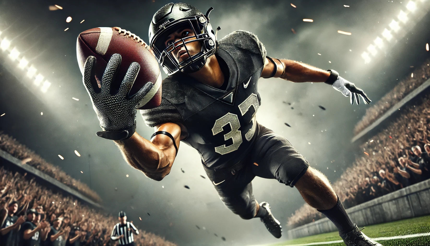 West Point football player diving to catch the ball