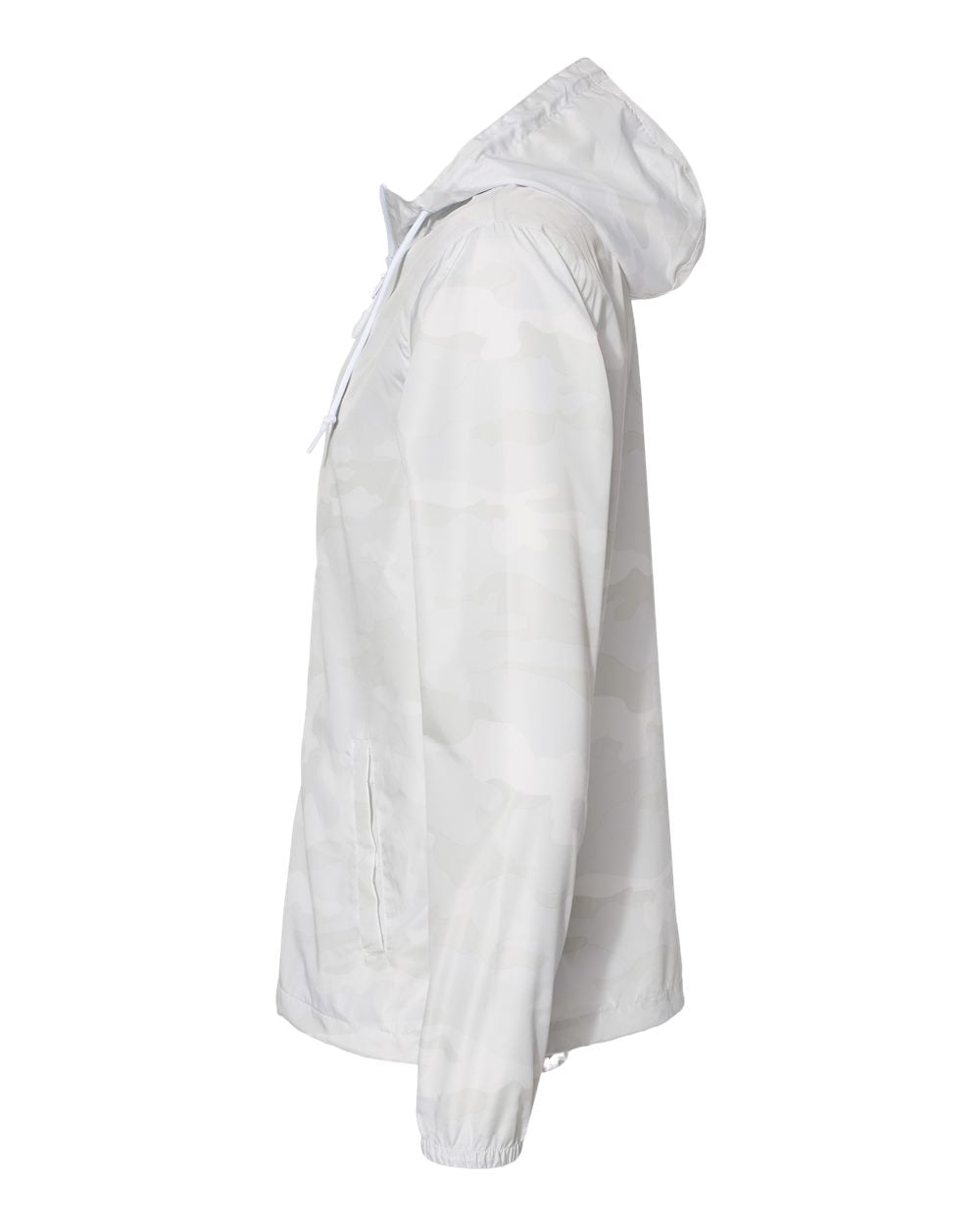 Side view of the Michigan State White Camo Windbreaker Jacket from Nudge Printing