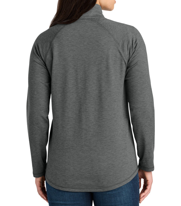 Michigan State Women's Grey QZ with DC Spartans Embroidered on left chest on white background back view