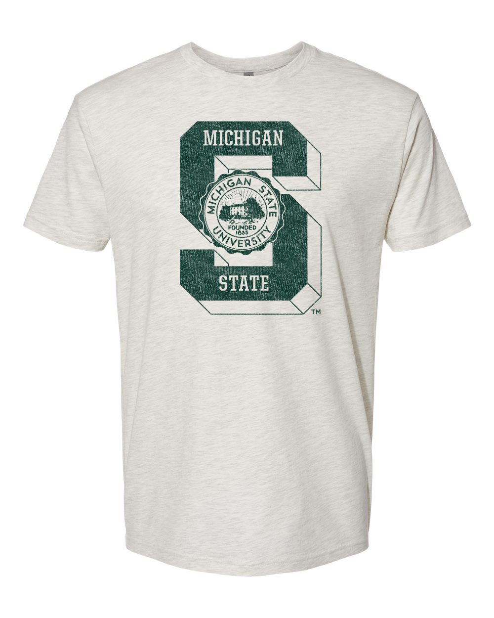 MSU Vintage Block "S" Heather White T-shirt