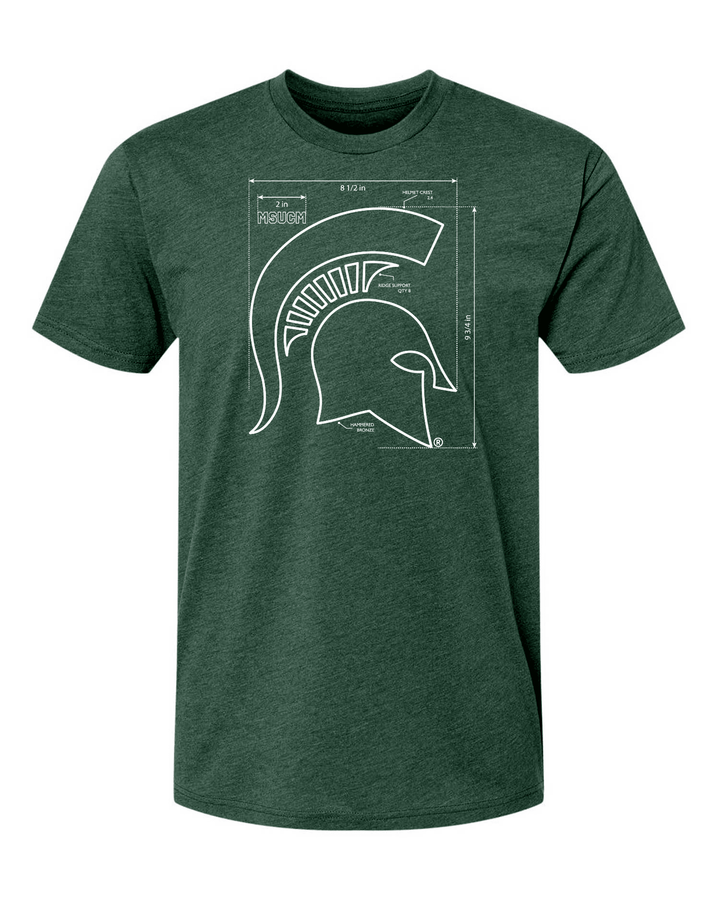 Michigan State Spartan Helmet Blueprint Shirt
