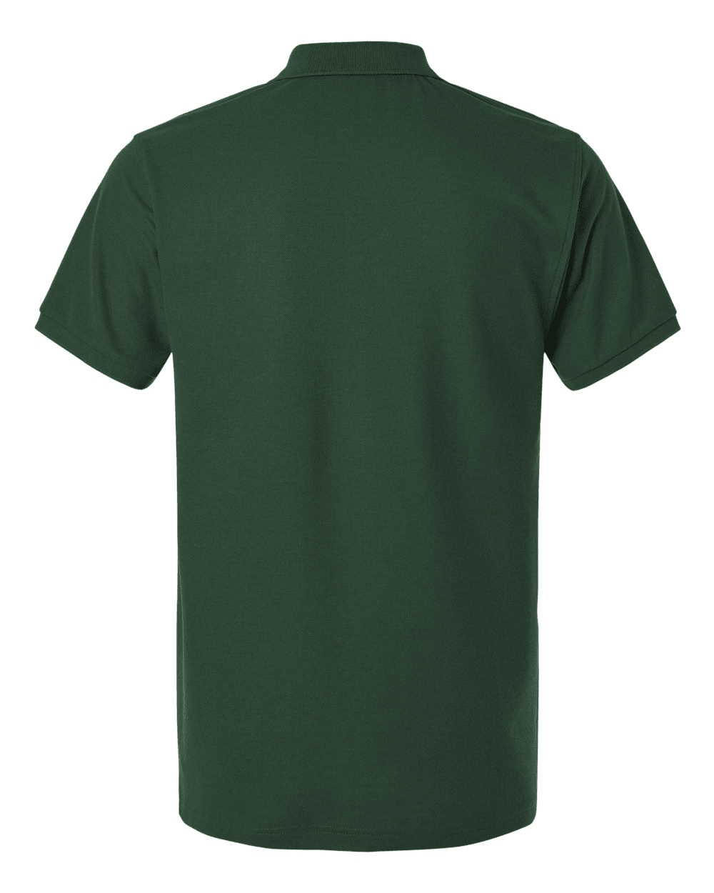 Backside of green Michigan State polo t-shirt. 