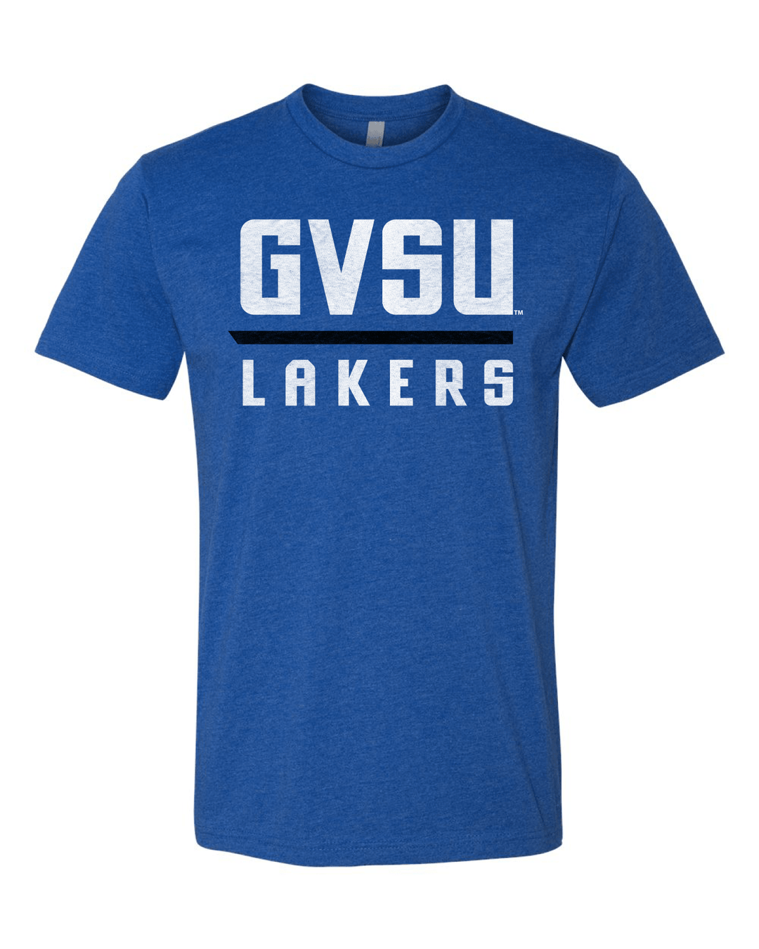 Blue Grand Valley State University Lakers shirt.