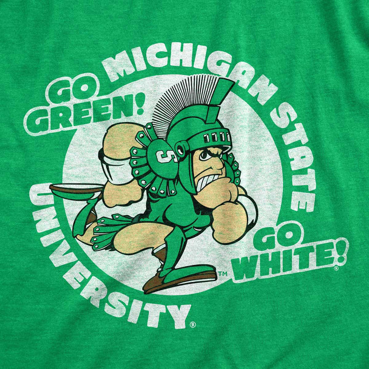 Vintage Michigan State Charging Sparty Kelly Green Shirt