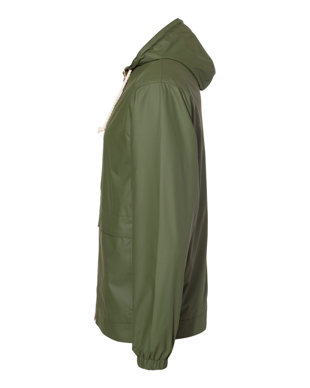 Green raincoat on a white background