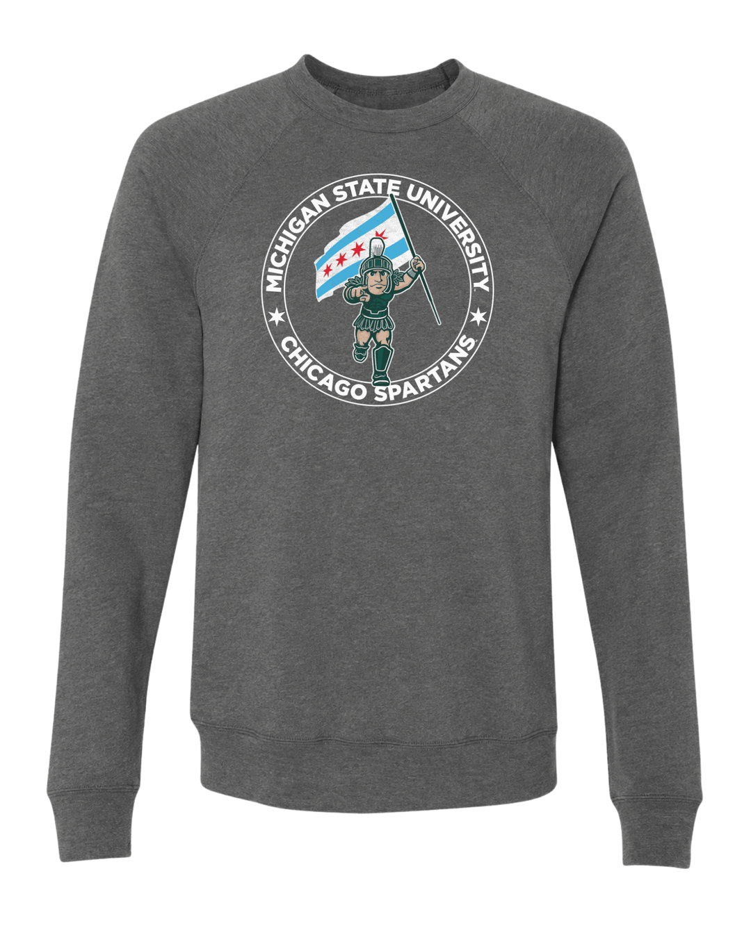 Grey Michigan State Chicago Spartans crewneck sweatshirt.