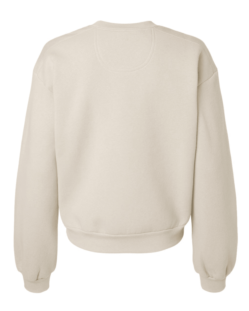 Backside shot of beige Michigan State crewneck sweatshirt.