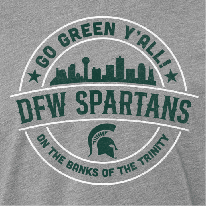 Close up of Michigan State Dallas-Fort Worth Spartans logo design.