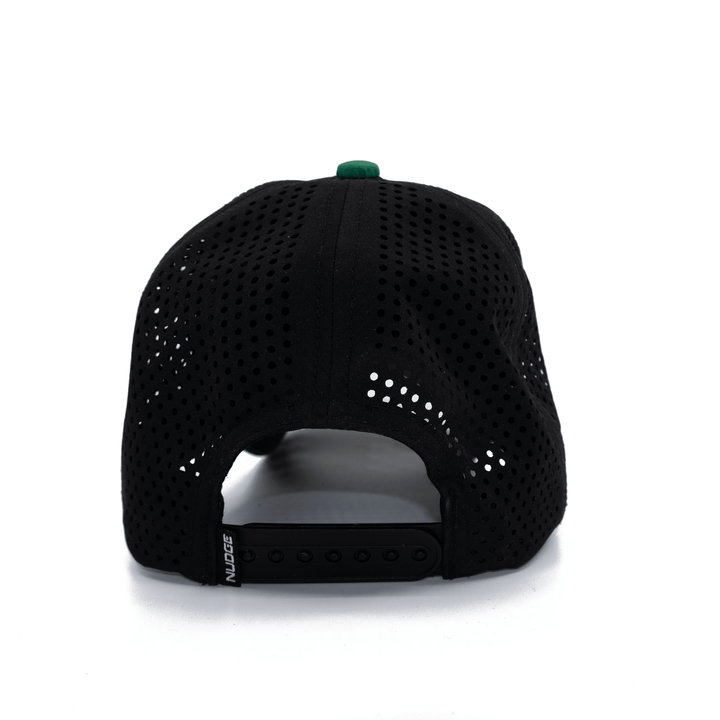 Back view of a black Michigan State hat from Nudge Printing