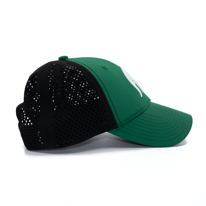 Right side view of a Michigan State hat